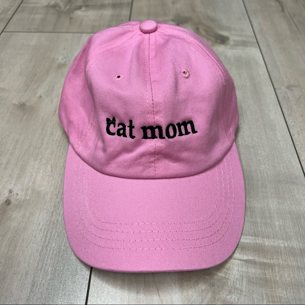 Unisex baseball hat- cat mom- pink